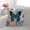 Funda de almohada Retro Mariposa Literaria para Sofá Ventana Abuhardillada Funda de Cojín Girasol Azul Funda de Almohada Decoración del Hogar