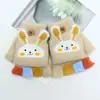 Guantes para niños otoño e invierno cálidos de medio dedo con tapa de dibujos animados lindos de punto con dedos descubiertos para bebé con forro polar engrosado para niños y niñas