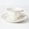 Taza de Café Cerámica Creativa Estilo Británico con Borde Dorado y Platillo para Reuniones en Casa, Té de la Tarde, Regalos de Empresa, Taza y Platillo de Porcelana Ósea, Regalo Práctico