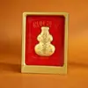Adornos de Marco de Fotos Dorado Oro Puro 999 Bendición del Oficial Celestial Riqueza Creativo Set de Regalo para Empresas Negocios Venta al por Mayor Personalización