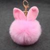 Adornos de peluche orejas de conejo lindas bola de pelo llavero imitación piel colgante de bolsa orejas de resorte accesorios de bola de pelo