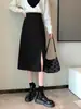 Falda Midi Negra Ajustada de Moda Primavera/Otoño 2026 para Mujer Cintura Alta Adelgazante Elegante Lápiz con Abertura