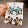 Pendientes de Pétalo Hechos a Mano de Lujo Ligero Retro de Alta Resistencia con un Toque de Alta Gama, Pendientes de Cristal de Moda, Versátiles para el Uso Diario