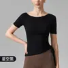 Camiseta Deportiva Estilo Nuevo 2026 para Mujer, Top de Yoga Acanalado Ajustado de un Solo Hombro, Correa de Entrenamiento Pilates Manga Corta Fitness