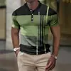 Estación Independiente Europea y Americana Transfronteriza Camisa Polo Nueva para Hombre Estampado Digital Casual de Negocios Manga Corta