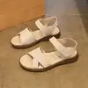 Nuevas sandalias casuales versátiles de talla grande para mujer con correas de velcro, zapatos planos cómodos tipo mamá, zapatos de moda trendy para mujer