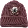 Chapéu de Tricô Outono/Inverno Feminino para Idosos, Forrado com Lã e Espesso, Chapéu Quente de Vovó para Adultos