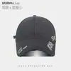 Boné de Baseball Estilo Americano com Bordado de Letras Perfuradas Cabeça Grande Circunferência Topo Rígido Crianças Primavera e Verão Aba Larga Sombra Rosto Exposto Boné Pequeno