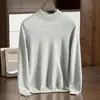 Nuevo suéter de cachemira para hombre de otoño e invierno, cuello semi-alto, color liso, suéter de punto base de lana casual de negocios