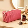Bolsa de Maquillaje Impermeable a Rayas Gran Capacidad Bolsa de Tocador de Viaje Bolsa de Almacenamiento de Lona Multicolor Bolsa Portátil para Cosméticos En Stock