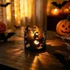 Portavelas de Hierro Forjado de Proyección de Halloween Portavelas de Té de Luz y Sombra de Bruja Decoración de Atmósfera para el Hogar Artesanía Venta Directa del Fabricante