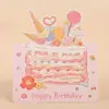 Tarjeta de Felicitación de Pastel de Cumpleaños 3D Tarjeta Plegable Linda Tarjeta de Bendición Tarjeta de Mensaje de Regalo para Fiesta Infantil Deseos de Cumpleaños