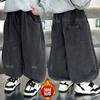 Jeans de Invierno para Niños con Forro de Borrego Expuesto, Pantalones Anchos Forrados de Borrego Estilo Coreano para Niños, Pantalones Elegantes para Niños Pequeños