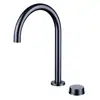 Grifo de lavabo de dos agujeros con agua fría y caliente, giratorio, para lavabo de baño, montado en encimera, de una sola palanca, cuerpo de cobre, grifo extraíble para lavabo bajo encimera