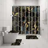 Cortina de ducha de impresión digital transfronteriza, cortina divisoria de ducha impermeable a prueba de moho, juego de cuatro piezas para baño, para mapa