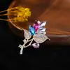 Broche Japonês e Coreano de Moda Transfronteiriço de Luxo para Mulheres, Fivela de Lenço com Strass, Fivela Anti-Exposição, Broche de Lapela de Cristal, Acessórios para Terno