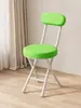 Taburete Plegable con Respaldo, Silla con Cojín Suave, Silla Sencilla para el Hogar, Silla Plegable para Dormitorio, Taburete Pequeño para Balcón, Taburete Redondo Portátil