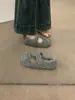 Zapatos Mary Jane de piel con lazo, brisa suave de noche, para mujer, ropa de exterior de otoño e invierno, mocasines de algodón forrados de felpa.
