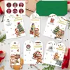 Tarjetas de felicitación navideñas creativas y minimalistas transfronterizas, tarjetas de bendición navideña con sobres, tarjetas de regalo escritas a mano con temática de floristería y panadería