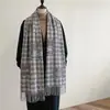 Chal estilo coreano QianDiao Saturno para mujer, bufanda cálida de invierno con flecos, doble uso para habitaciones con aire acondicionado, diseño rectangular moderno