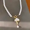 Collar Pulsera Colgante Nube con Perlas y Circonitas Chapado en Oro Real de 14k Accesorios Estilo Retro Francés de Alta Gama