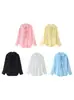 Para Cross-Border 2025 Nova Roupa de Verão Estilo Europeu e Americano Feminino High-End Casual Cinco Cores Plissado Decote V Chiffon Blusa