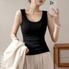 Estilo Nuevo Primavera y Verano Gris Versátil Americano Hombro a Hombro Chaleco Racer para Mujer con Capa Interior y Exterior sin Mangas Suspbottomer Top Trbottomy