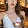 Colar Han Suxi Estilo Menina Camada Dupla Renda Doce Colar Luxo Leve Spice Girl Amor Porta-Retrato Pingente Colar Mulheres