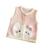 Colete de tricô doce com laço para meninas, novo estilo 2026, colete infantil de desenho animado de gato da moda