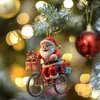 Navidad Nuevo Tema Papá Noel Montando una Bicicleta para Entregar Regalos Colgante Acrílico para el Interior del Coche