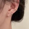 Pendientes de moda con hebilla de oreja de circonita y diamantes de imitación multicapa, sencillos, de alta calidad, de lujo, ligeros, de anillo liso, exquisitos pendientes que combinan con todo para mujer.