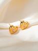Aretes de Acero Inoxidable, Aretes de Corazón de Diamante de Acero de Titanio a la Moda, Aretes de Corazón de Textura Ranurada de Nicho que no se Desvanecen