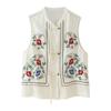 Atacado Comércio Exterior 2025 Verão Novo Estilo Europeu e Americano Tendência da Moda Regata Sem Mangas Bordada com Flores Tops Femininos