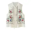 Primavera 2025 Nuevo Top Chaleco Bordado con Flores de Moda Callejera Europea y Americana Transfronterizo para Mujer 6781