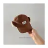 Boné Infantil Estilo Japonês Bico de Pato Inverno Lã Grossa Boné de Beisebol Etiqueta de Tecido Simples Chapéu Quente da Moda para Meninos e Meninas