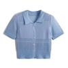 Polo colarinho oco fino malha cardigan para mulheres verão design sentido nicho curto Ice Silk cintura alta manga curta top fashion