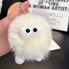 Lindo llavero con colgante de bola de carbón de piel de zorro para coche, colgante de bola de peluche de elfo para bolso escolar, regalo