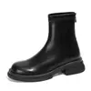 Botas estilo Martin femininas britânicas, nova coleção 2024, forradas com fleece, adequadas para primavera e outono, com sola grossa, ankle boots, elásticas, de caimento justo, botas curtas
