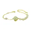 Pulsera Original de Jade Hetian de Tulipán y Trébol de Cuatro Hojas, Pulsera de Estilo Retro Chino Nuevo con un Toque de Alta Gama, Joyería de Plata Pura