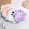 Camiseta de verano para niña, estilo coreano, de manga corta, estilo princesa, de media manga, con lazo tridimensional para bebé niña