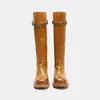 Botas de Mujer 2026 Nuevas Otoño e Invierno Retro Remache Color Desgastado Botas de Jinete Botas Largas de Mujer Botas Altas Botas Largas de Cuero Genuino