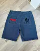 Pantalones Cortos Streetwear Y2K Hip-Hop Gótico Patrón de Dibujos Animados Pantalones Cortos de Mezclilla Verano Nuevos de Cintura Alta Pantalones Cortos de Baloncesto para Hombre