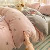 Juego de Cuatro Piezas de Cama de Terciopelo de Leche Engrosado Simple Nuevo Juego de Sábanas Funda de Edredón Individual de Terciopelo Coral de Franela para Dormitorio