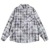 Ropa de Hombre Enbu Nueva Colección Otoño Camisa de Manga Larga a Cuadros Estilo Japonés Hong Kong Camisa Holgada Chaqueta Casual de Moda para Hombre