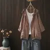 Cardigan com Capuz Estampado de Bolinhas Outono 2025 Feminino Manga Média Jaqueta Fina Atacado