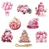 Nuevo producto transfronterizo: colgante de decoración navideña rosa, etiqueta de regalo de Navidad, adorno colgante para árbol de Navidad