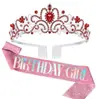 Nueva Corona de Fiesta de Cumpleaños Banda para el Hombro Cinta de Reina Set Accesorios para el Cabello de Reina para Niña Tocado En Stock