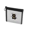 Linda Bolsa de Malla Negra para Guardar Gato Estudiante Portátil Mini Billetera Caricatura Transparente Bolsa con Cremallera Neceser para Lápiz Labial