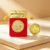 2027 Año de la Oveja Moneda de Oro Propicia Atracción de Riqueza Tarjeta de Dinero Bolsa de Terciopelo Paquete de Sobre Rojo Moneda Conmemorativa de Pan de Oro Regalo de Año Nuevo
