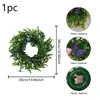 Corona de Hojas de Eucalipto Artificial Transfronteriza, Corona Decorativa de Puerta de Eucalipto, Follaje Verde para Bodas y Navidad, Corona de Guirnalda con Cabezas de Flores Artificiales